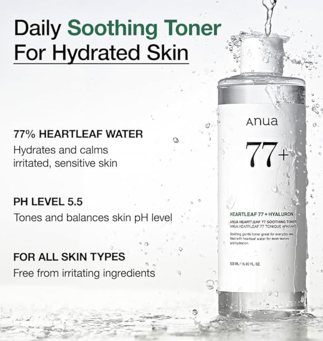 ANUA HEARTLEAF 77+ HYALURON SOOTHING TONER 40mL