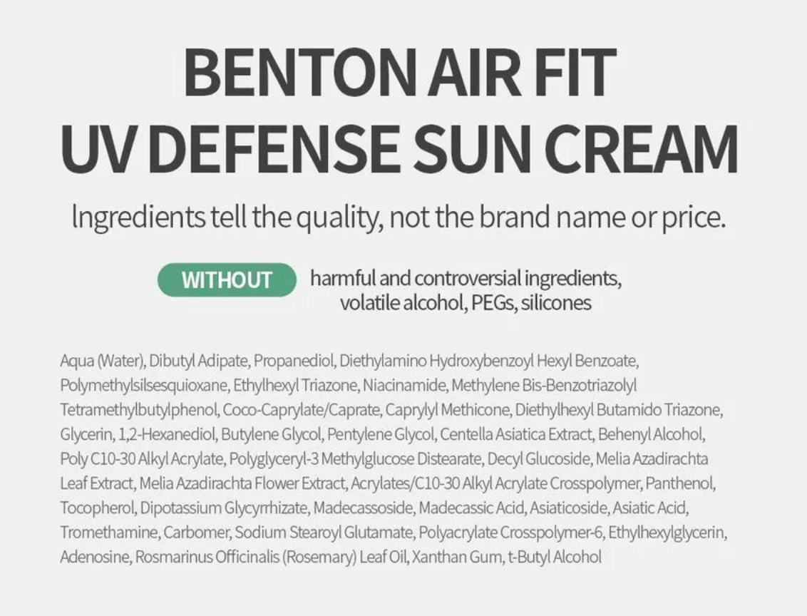 BENTON Air Fit UV Defense Sun Cream 50ml