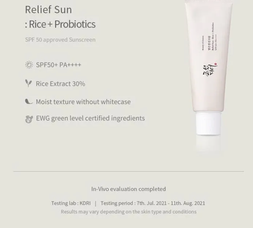 Beauty of Joseon - Relief Sun : Rice + Probiotics