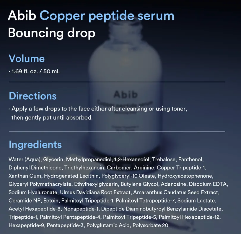 Abib - Copper Peptide Serum Bouncing Drop 50ml (coming soon)