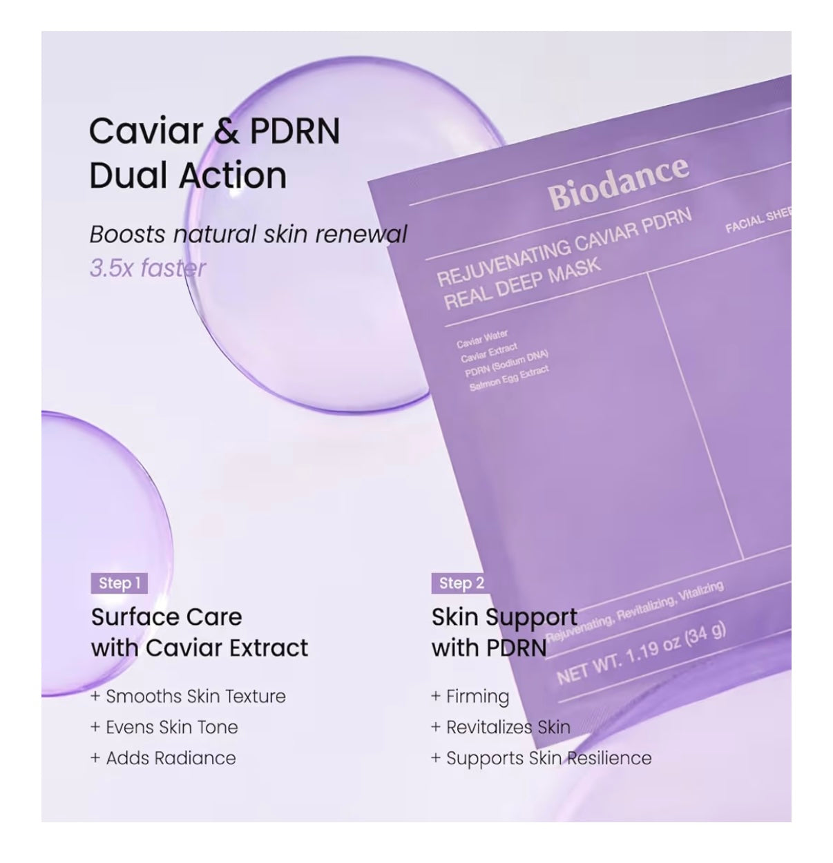BIODANCE Rejuvenating Caviar PDRN Real Deep Mask sheet 1ea
