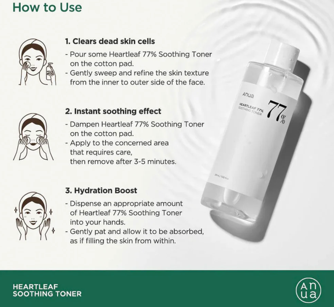 ANUA HEARTLEAF 77+ HYALURON SOOTHING TONER 40mL