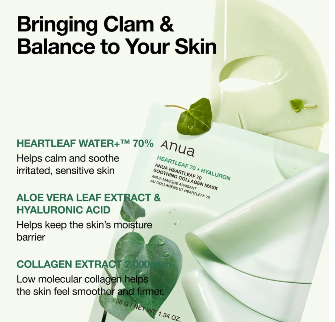 Anua - Heartleaf 70+ Hyaluron Soothing Collagen Mask 1ea