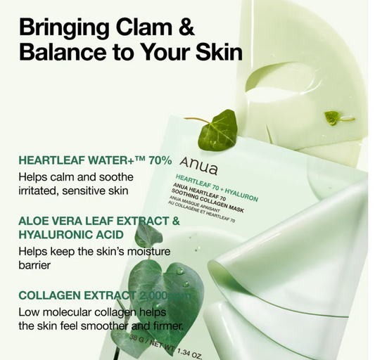 Anua - Heartleaf 70+ Hyaluron Soothing Collagen Mask 1ea