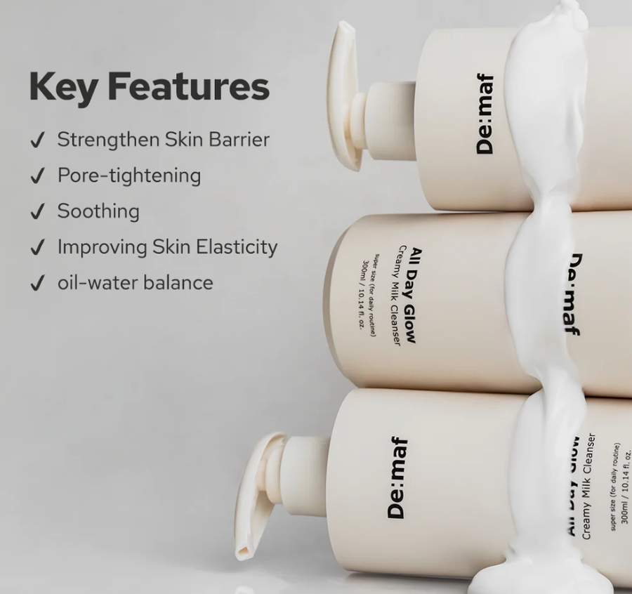 De:maf - All Day Glow Creamy Milk Cleanser 300ml