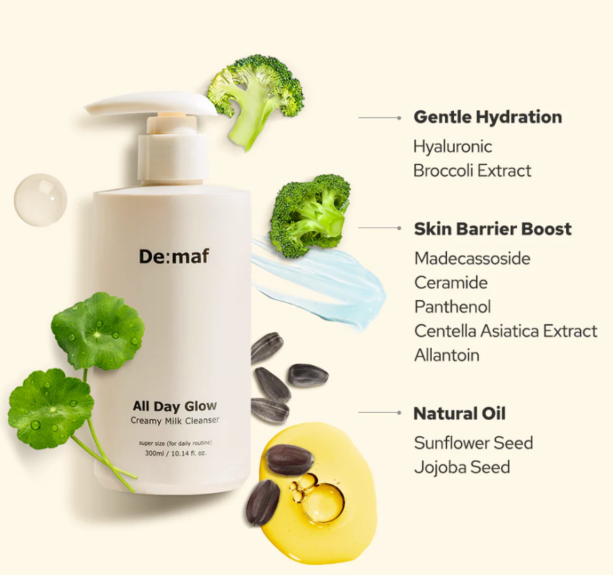 De:maf - All Day Glow Creamy Milk Cleanser 300ml