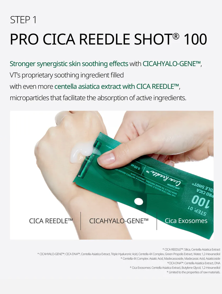 VT cosmetics - 100 Pro Cica Reedle Shot 100 - 2step Hydrogel Mask 1ea