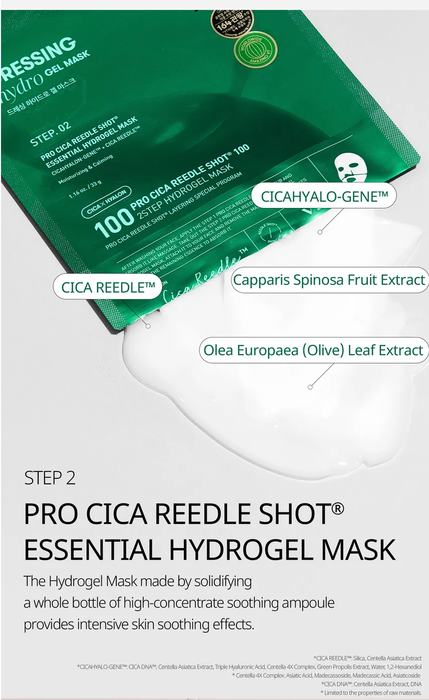 VT cosmetics - 100 Pro Cica Reedle Shot 100 - 2step Hydrogel Mask 1ea