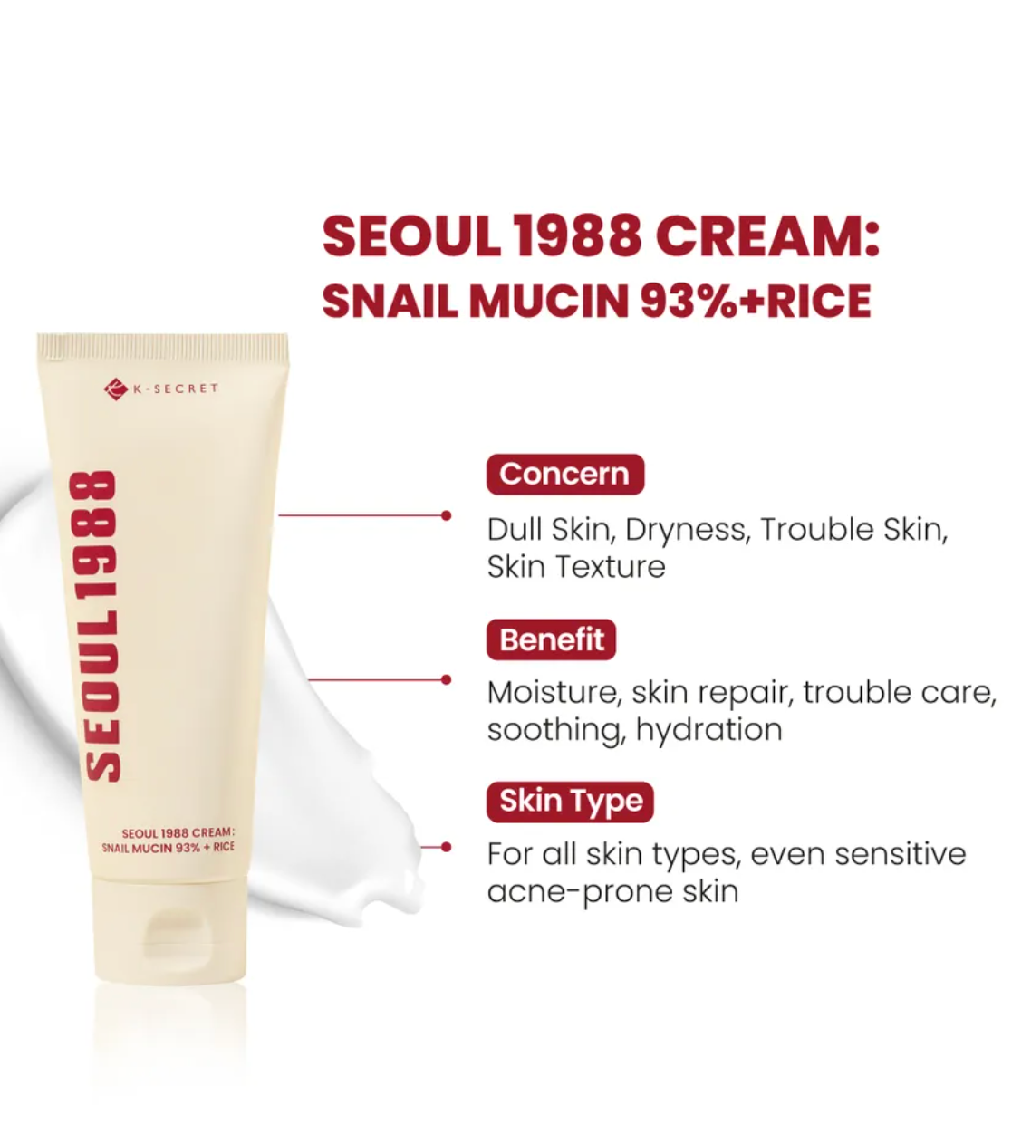 [KSECRET] SEOUL 1988 Cream : Snail Mucin 93% + Rice