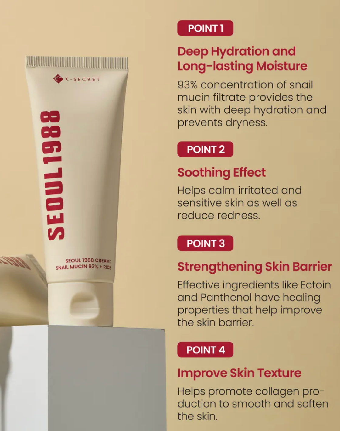 [KSECRET] SEOUL 1988 Cream : Snail Mucin 93% + Rice