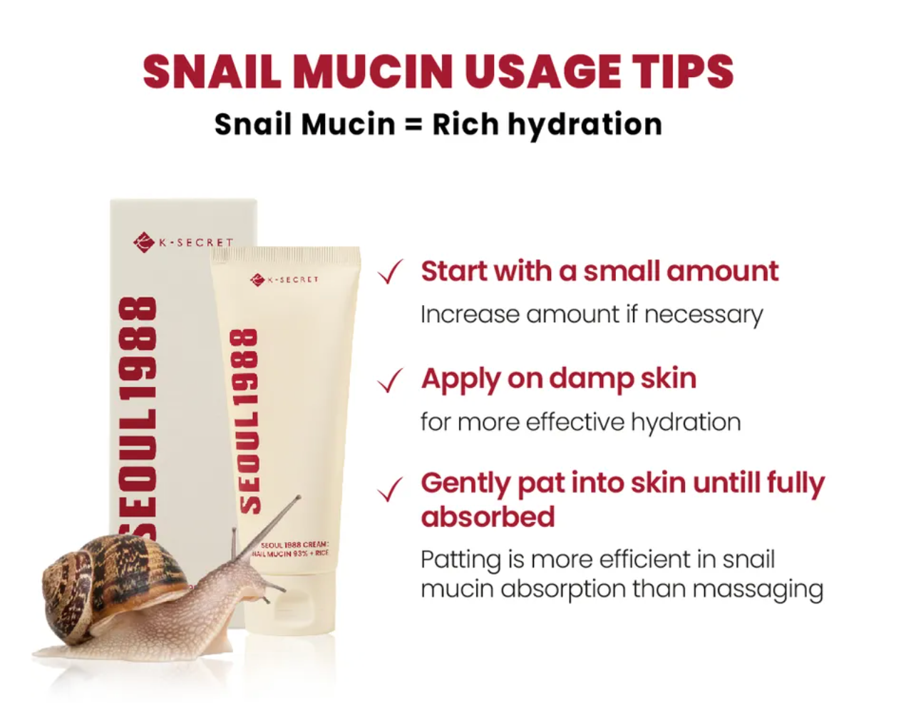 [KSECRET] SEOUL 1988 Cream : Snail Mucin 93% + Rice