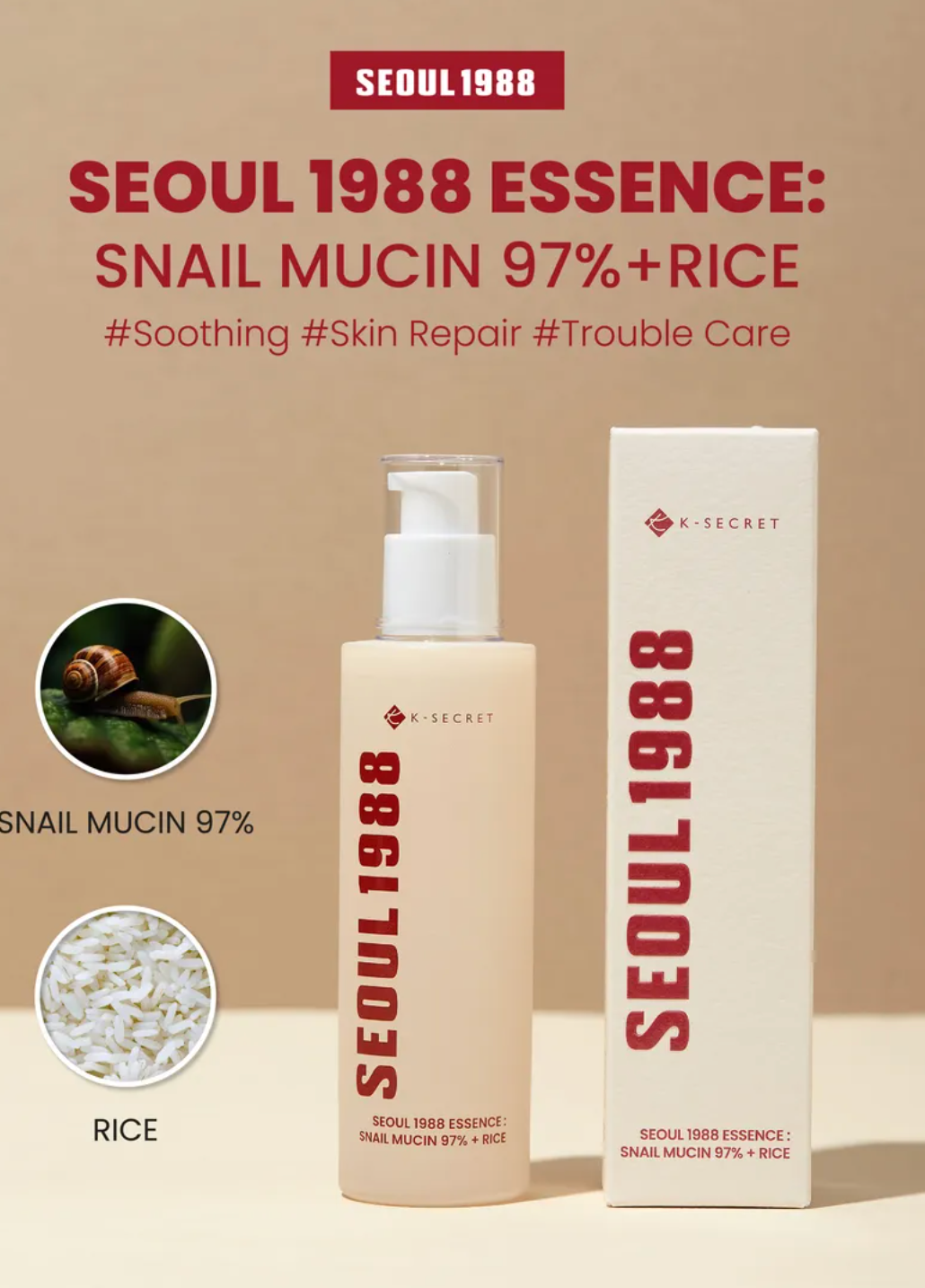 [KSECRET]  Snail Mucin 97% + Rice Essence 100ml