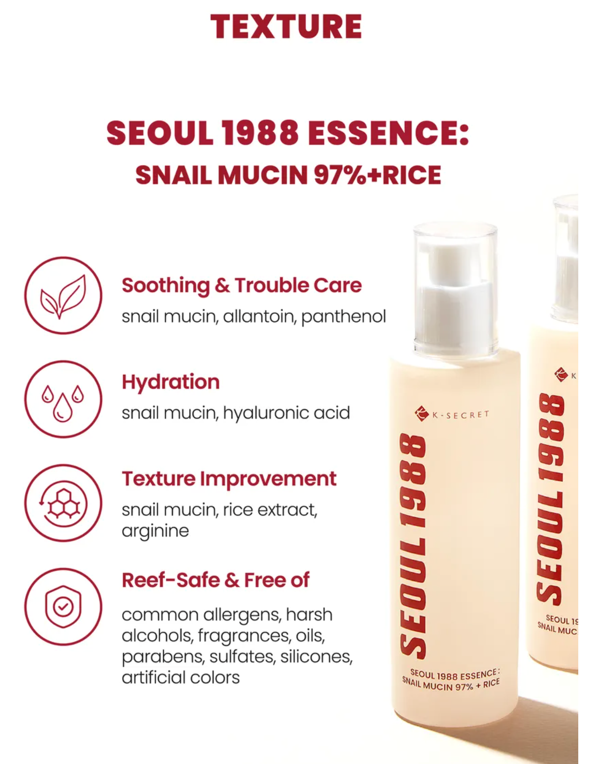 [KSECRET]  Snail Mucin 97% + Rice Essence 100ml
