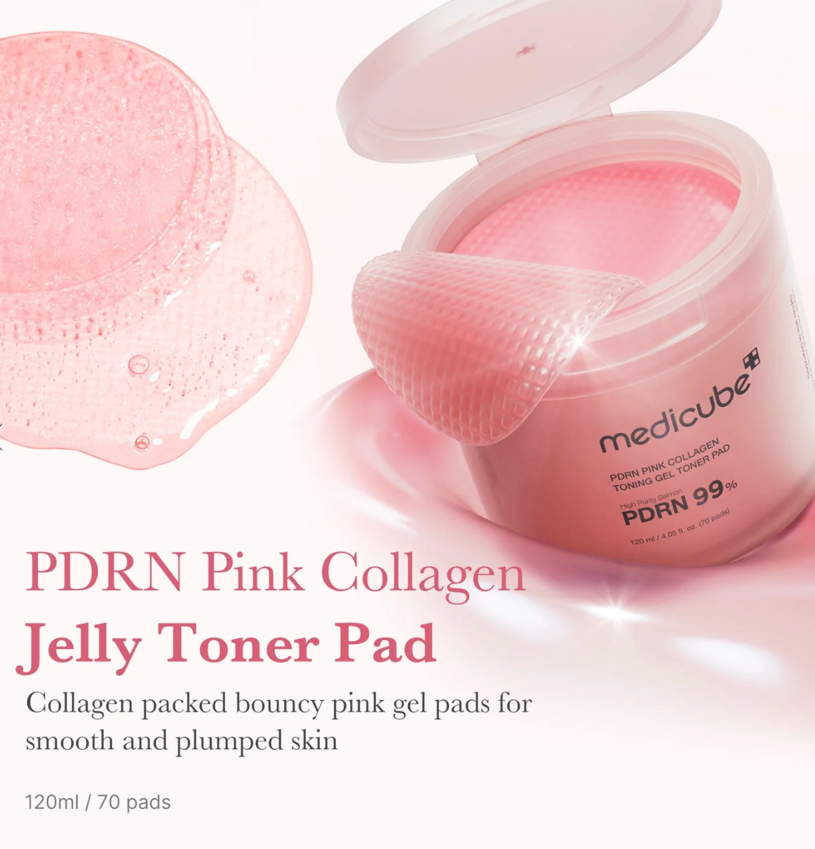 [Medicube] PDRN PINK COLLAGEN TONING GEL TONER PAD 70ea