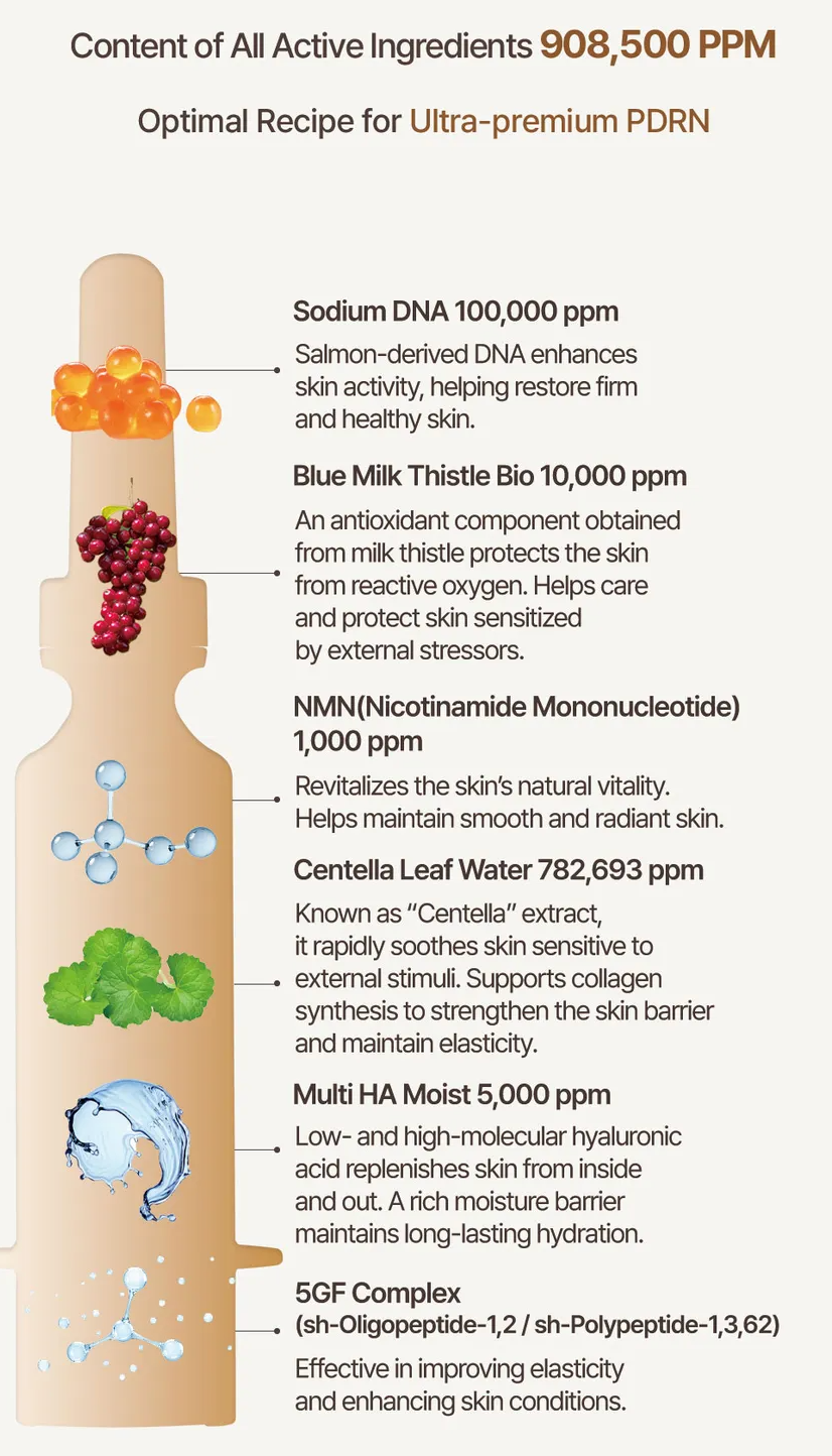 HEVEBLUE - Salmon Caring Newpair PDRN Booster 100,000 Shot Essence 1pc Set