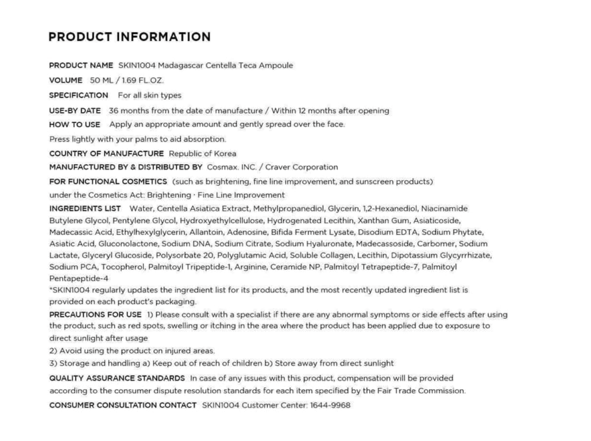 Skin1004 -  Madagascar Centella Teca Ampoule