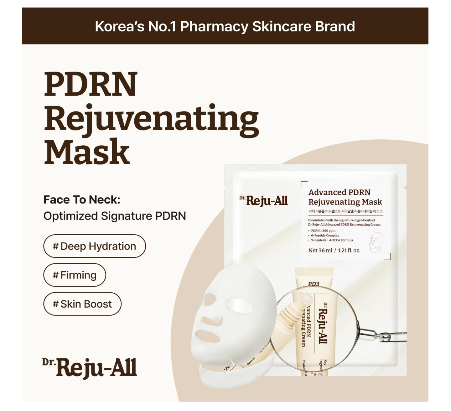 Dr Rejuall - All Advacned PDRN Rejuvenating Mask – Face & Neck 1 ea