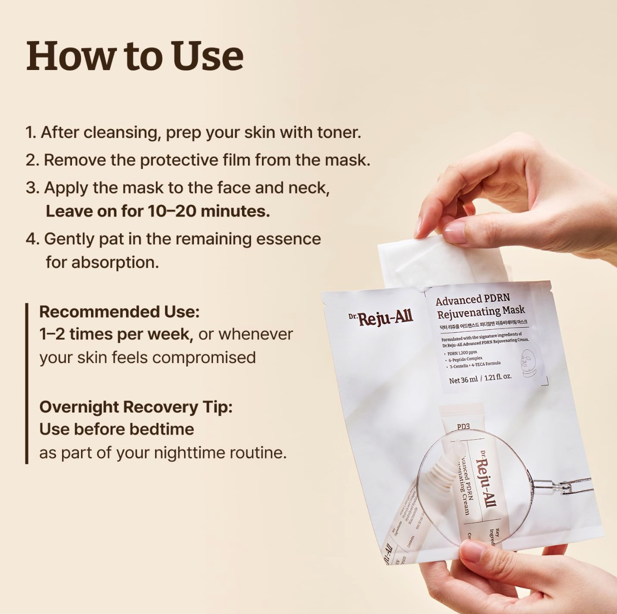 Dr Rejuall - All Advacned PDRN Rejuvenating Mask – Face & Neck 1 ea