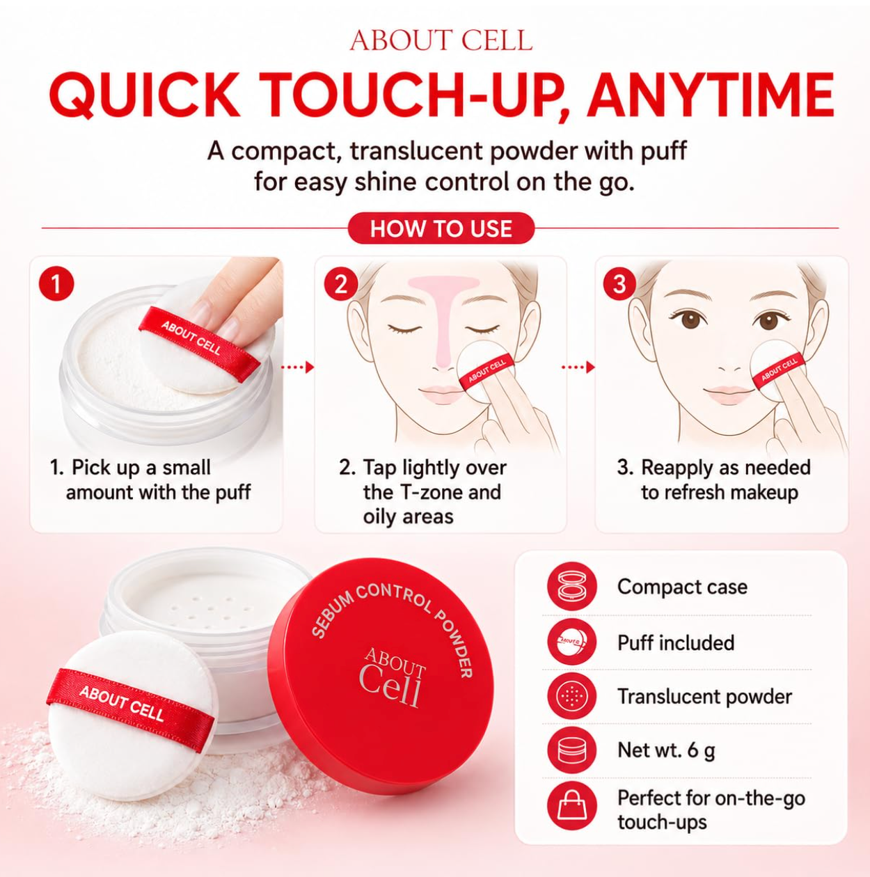 Aboutcell - Sebum Control Powder 6g (open box)