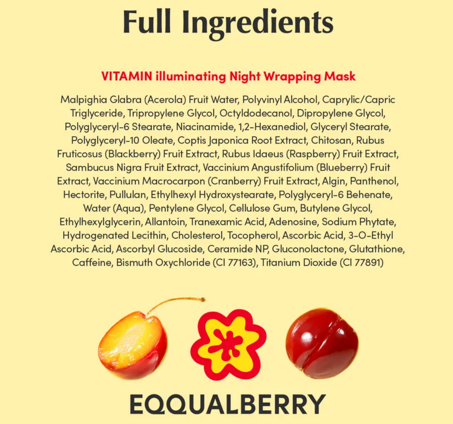 EQQUALBERRY - Vitamin Illuminating Night Wrapping Mask Set