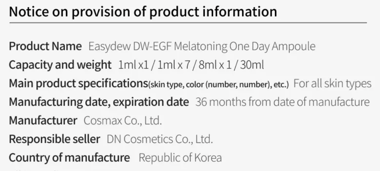 Easydew - DW-EGF MELATONING ONEDAY AMPOULE 30ml