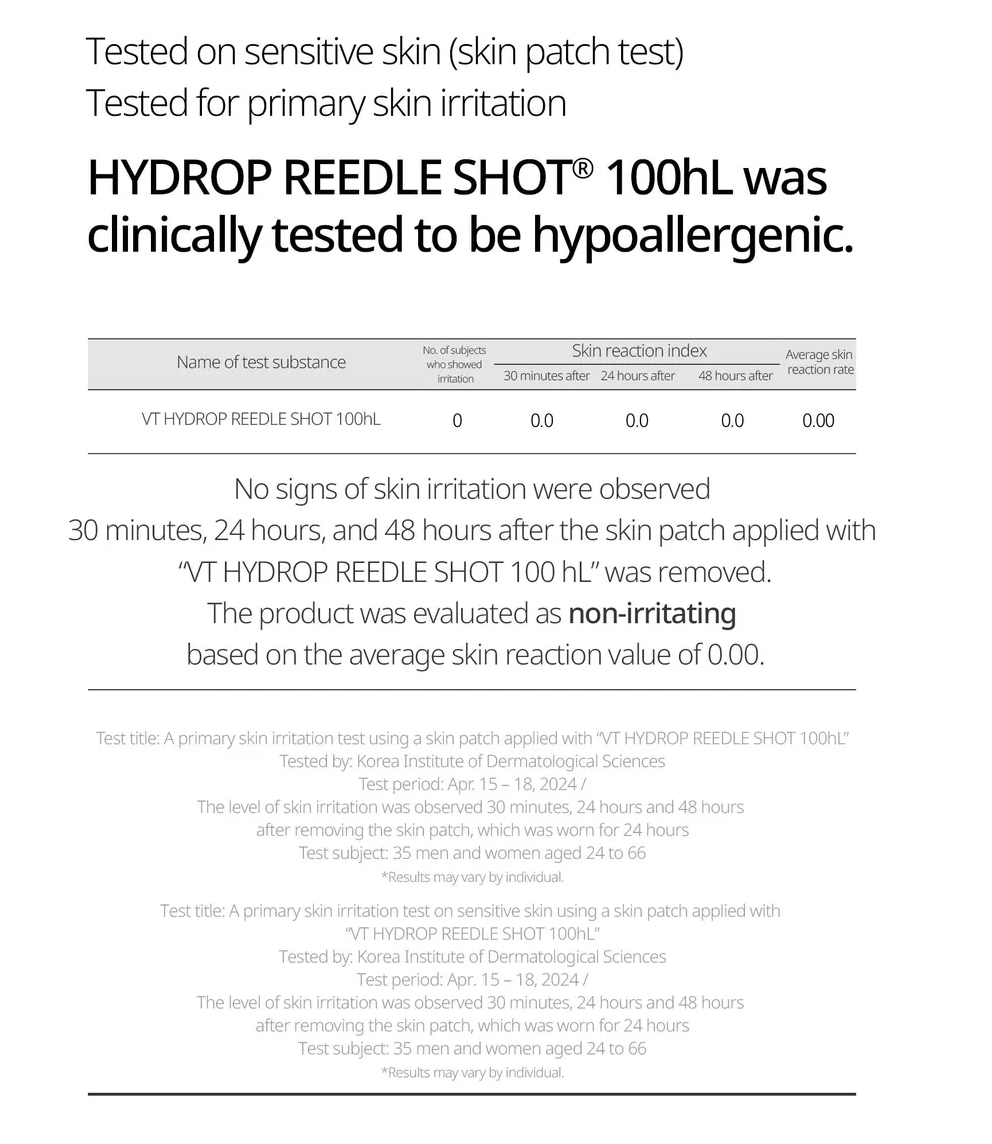 VT Cosmetics - Hydrop Reedle Shot 100ml 2 Step Hydrogel Mask 1ea