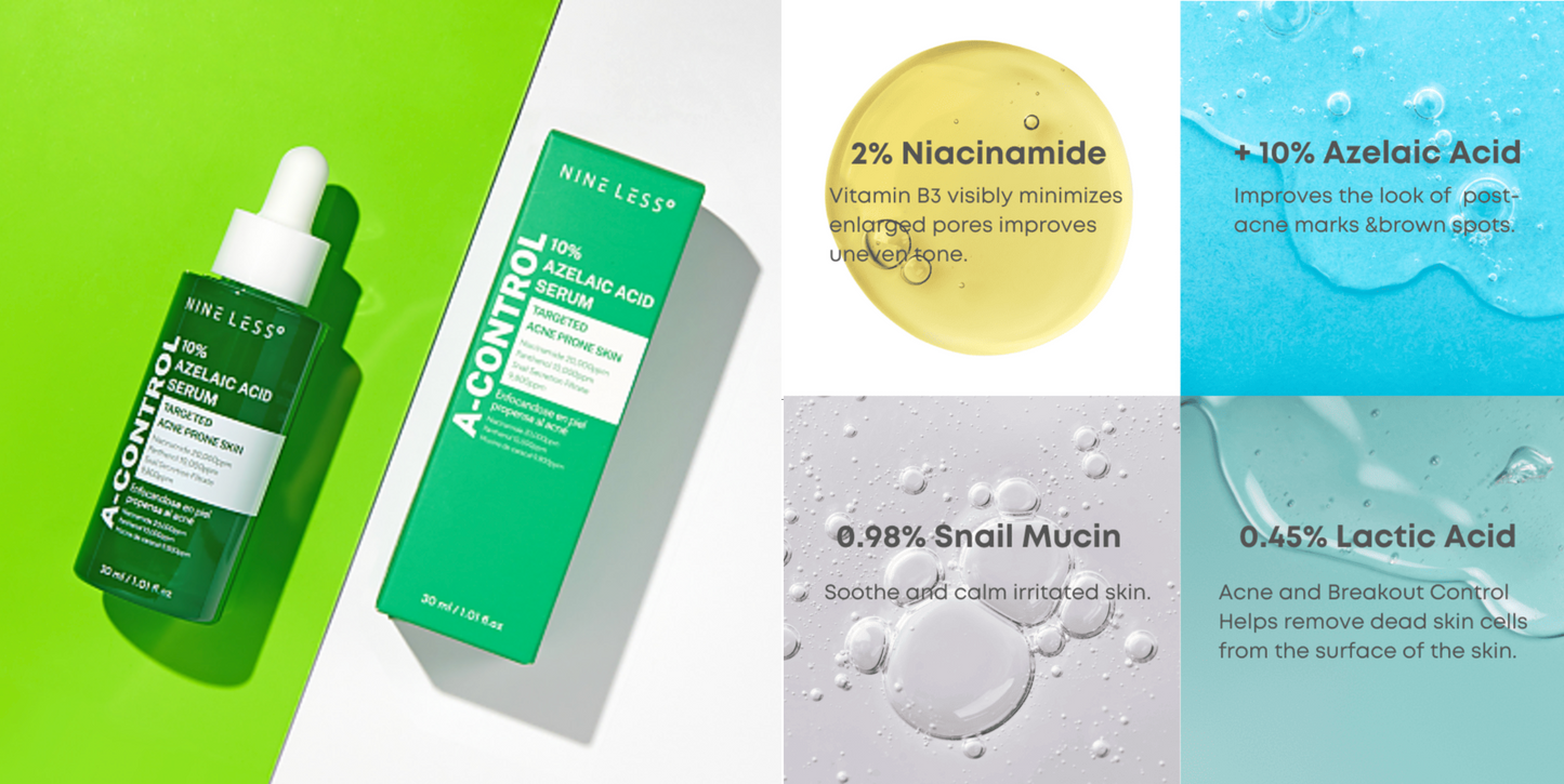 Nineless - A-control Super Combo Azelaic Acid serum x2 (bonus cream 15ml x2)