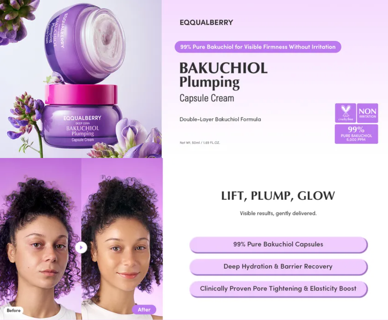 Eqqualberry Bakuchiol Plumping Capsule Cream 50ml