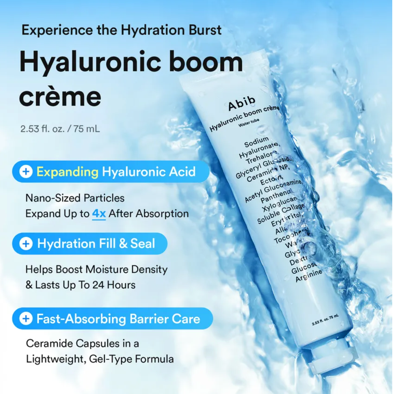 Abib - Hyaluronic Boom Crème Water Tube 75ml