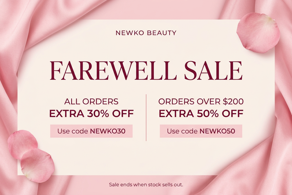 Pink Newko Beauty farewell sale poster